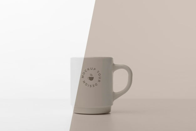 Mug With Coffee Mock Up On Table Psd