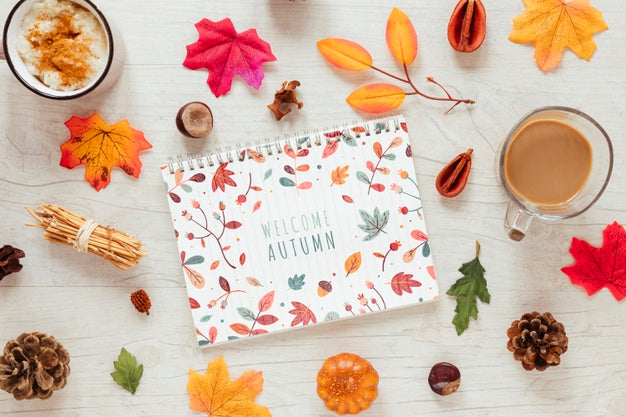 Mugs With Hot Chocolate For Autumn Season Psd