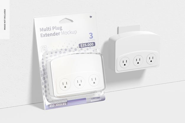 Multi Plug Extender Mockup, Leaned Psd