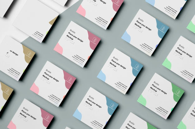 Multiple Business Cards With Braille Design Psd