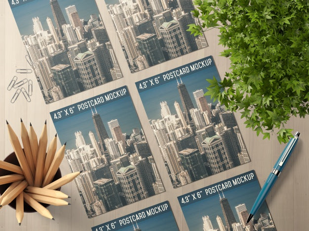 Multiple Post Card Mock Up Psd