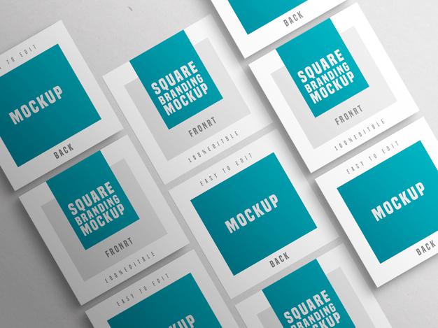 Multiple Square Business Card Mockup Psd