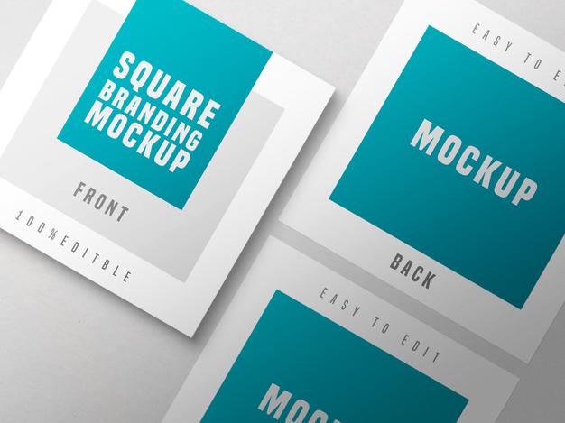 Multiple Square Business Card Mockup Psd