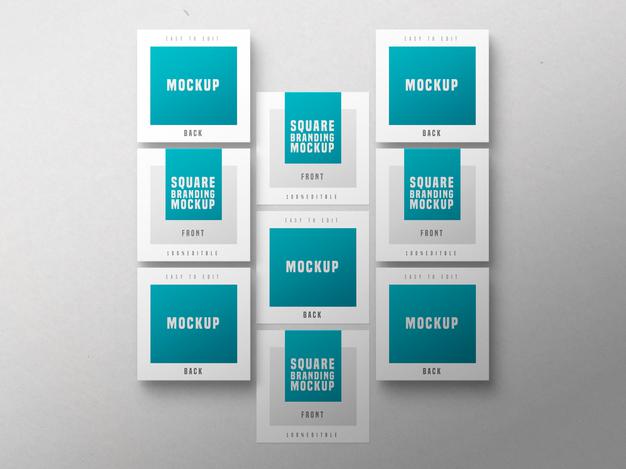 Multiple Square Business Card Mockup Psd