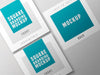 Multiple Square Business Card Mockup Psd