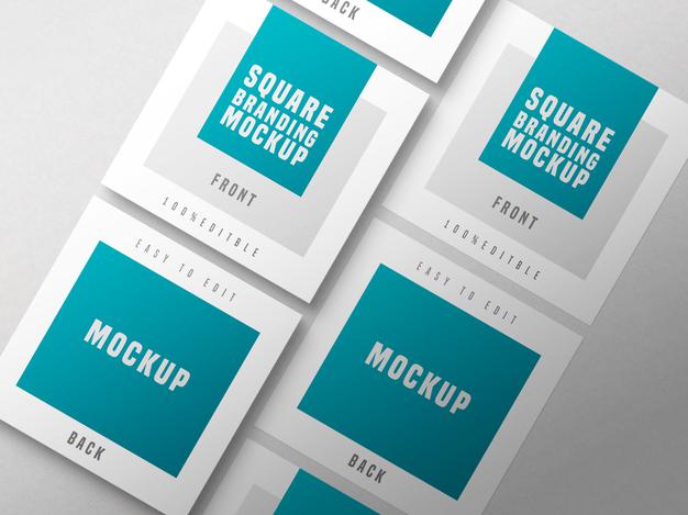 Multiple Square Business Card Mockup Psd