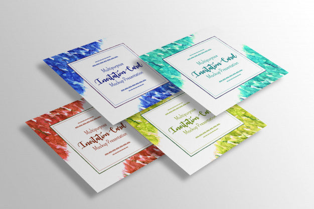 Multipurpose Square Invitation Card Mock-Up Presentation Psd