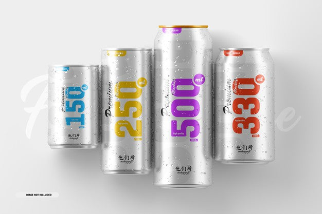 Multisize Soda Can Mockup Psd