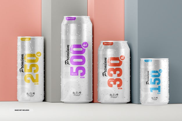 Multisize Soda Can Mockup Psd