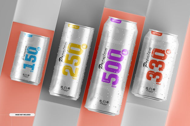 Multisize Soda Can Mockup Psd