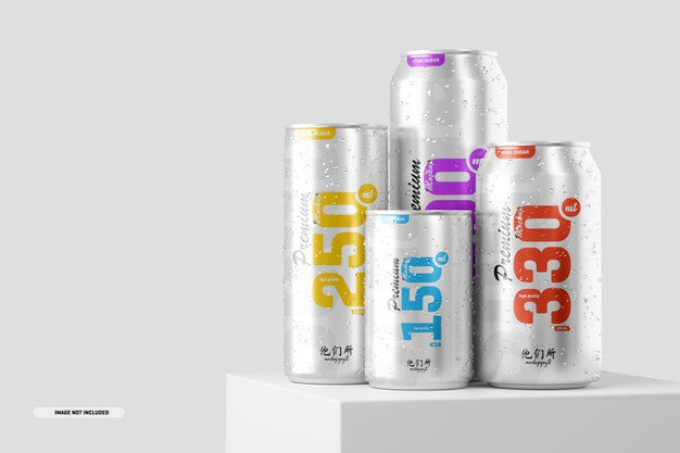 Multisize Soda Can Mockup Psd
