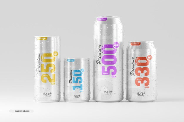 Multisize Soda Can Mockup Psd