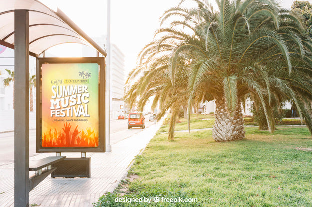 Mupi Mockup At Bus Stop Psd