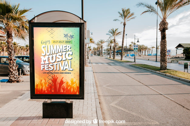 Mupi Mockup At Bus Stop Psd