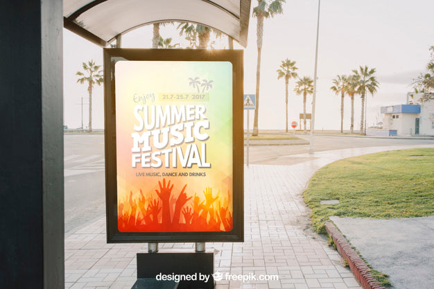 Mupi Mockup At Bus Stop Psd