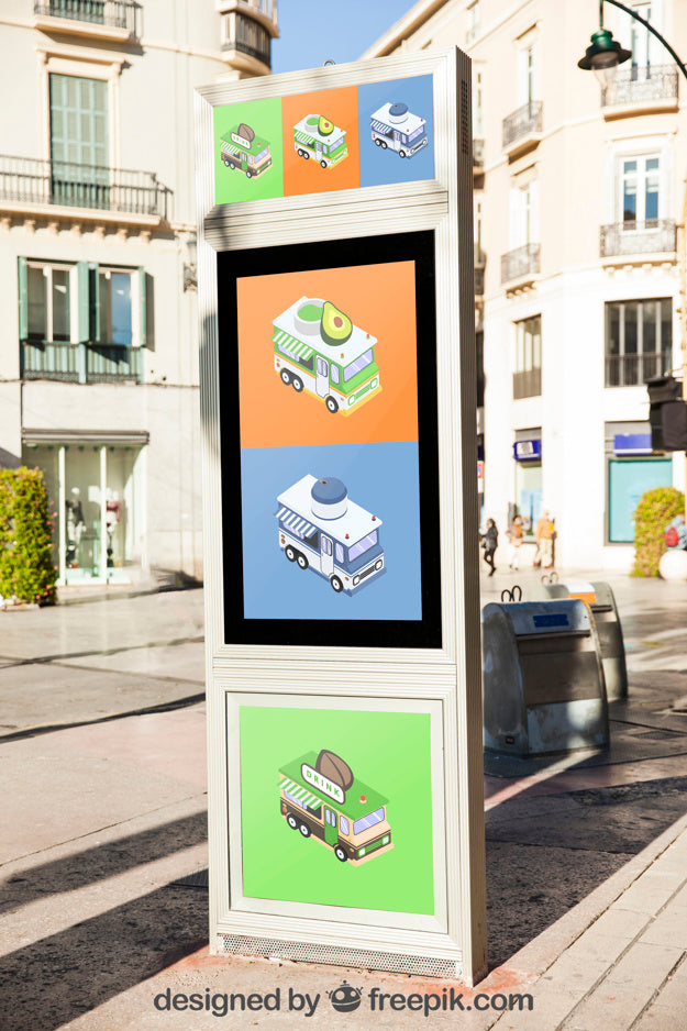 Mupi Mockup In Sunny City Psd