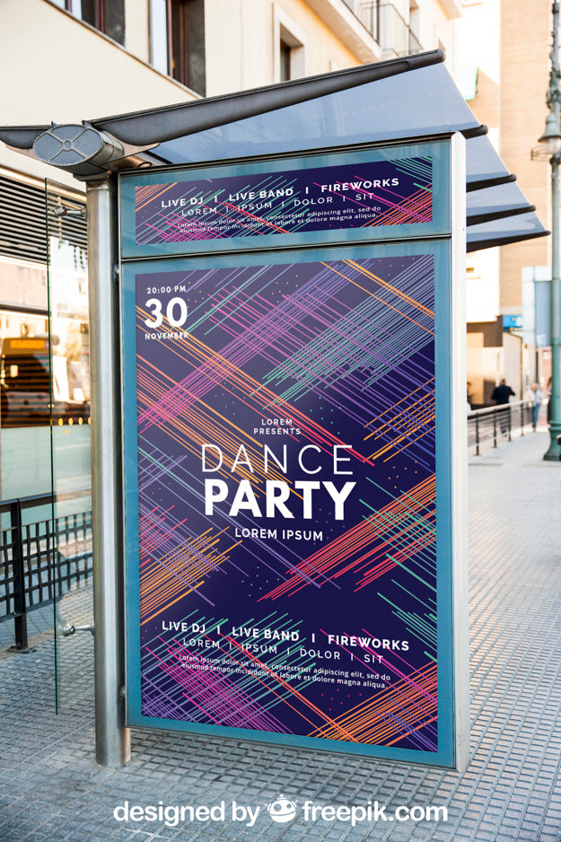 Mupi Mockup Template On Bus Stop Psd