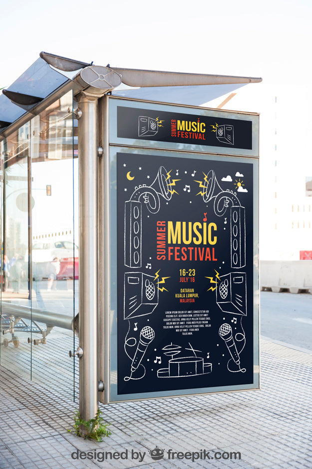 Mupi Mockup Template With Music Concept Psd