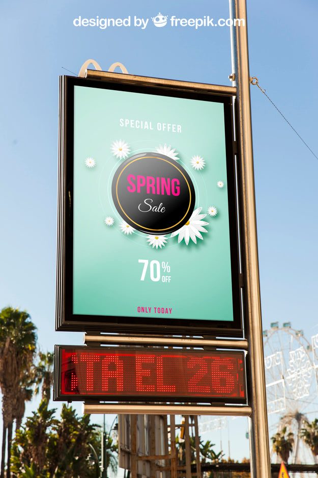 Mupi Mockup With Time Display Psd