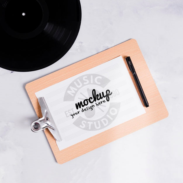 Music Clipboard And Vinyl Psd