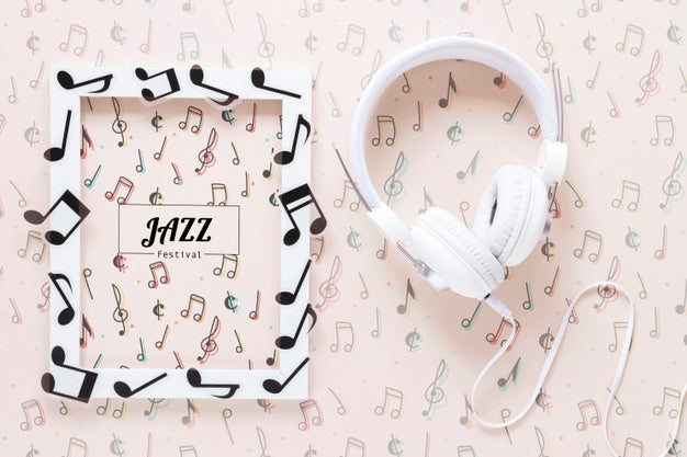 Music Concept Mock-Up On Plain Background Psd