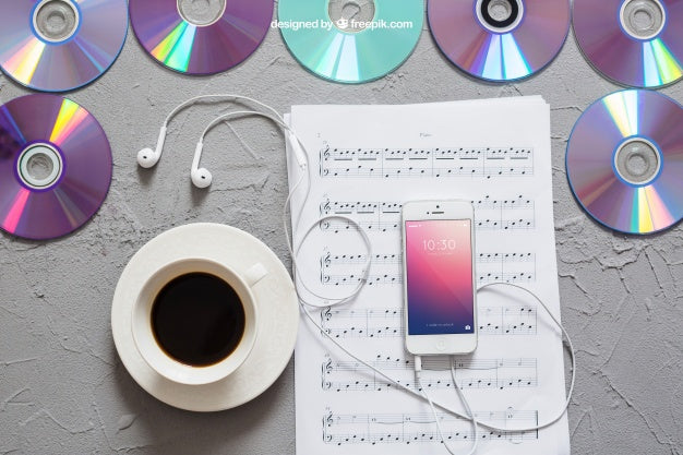 Music Mockup Smartphone On Notes Psd