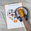 Music Mockup With Guitar On Clipboard Psd