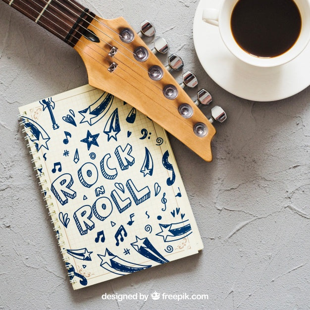 Music Mockup With Guitar Psd