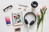 Music Mockup With Headphones And Various Objects Psd