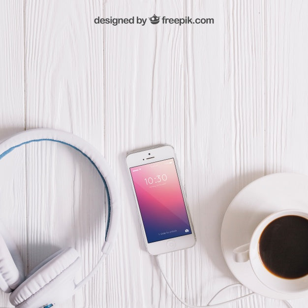 Music Mockup With Smartphone Psd