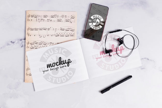 Music Notebook And Mobile Psd