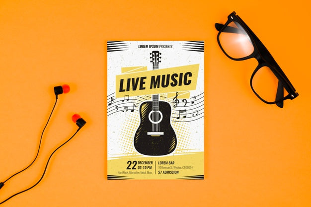 Music Poster Concept With Guitar Psd