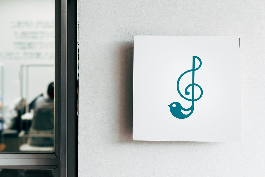Music Shop Signage Psd Mockup Design With A Musical Note