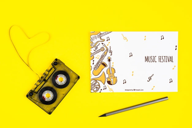 Musical Concept On Sheet With Tape Beside Psd