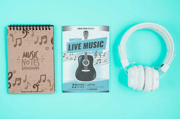 Musical Noted Design On Notebook Psd