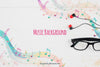 Musical Notes Background And Glasses Psd