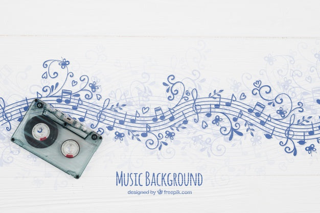 Musical Notes Background With Tape Psd