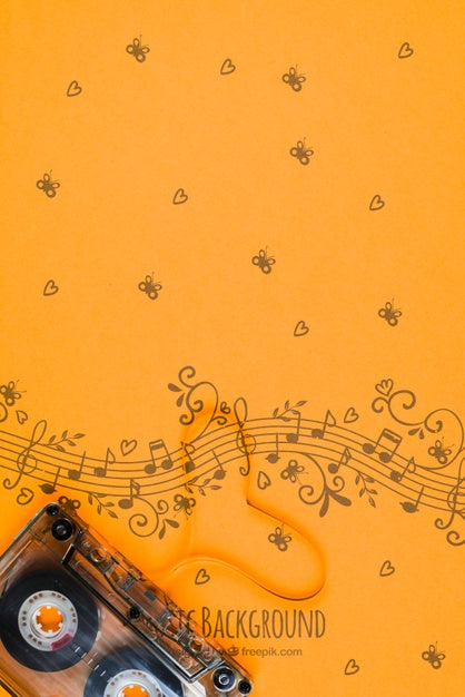 Musical Notes Draw With Tape Beside Psd