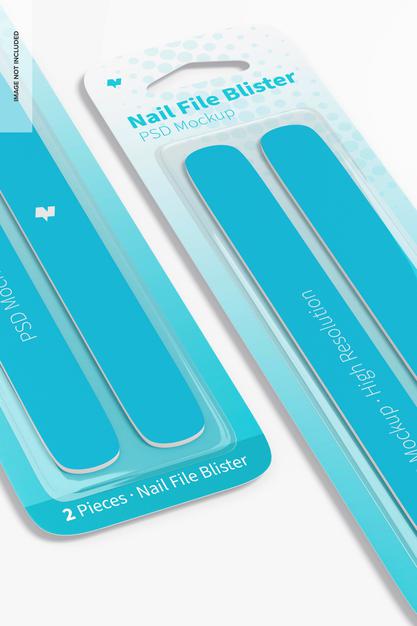Nail File Blisters Mockup, Close Up Psd
