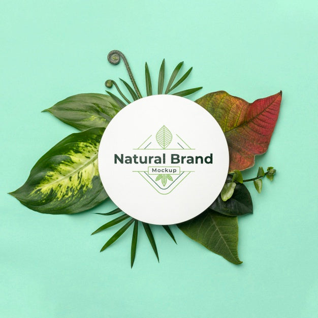 Natural Brand Mock-Up With Leaves Psd