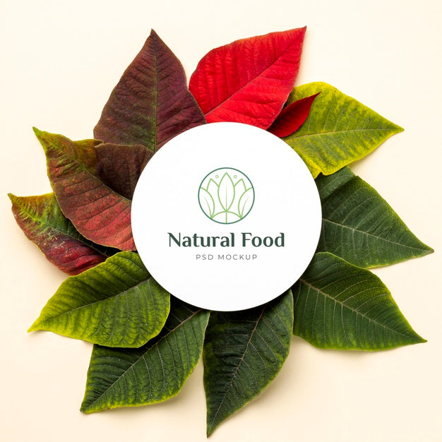 Natural Food Mock-Up With Leaves Psd