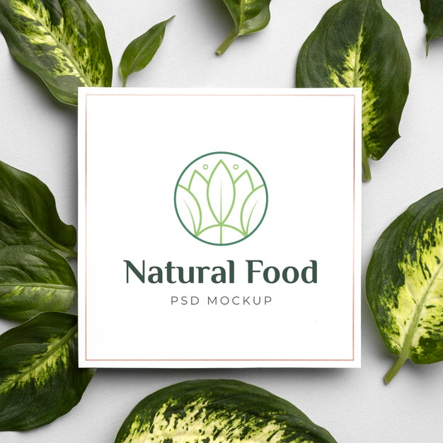 Natural Food Mock-Up With Leaves Psd