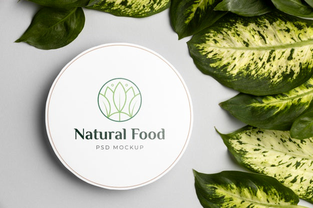 Natural Food Mock-Up With Leaves Psd