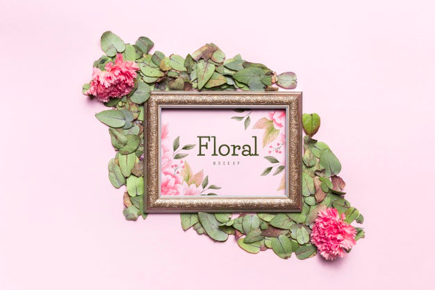 Natural Frame With Flowers And Leaves Psd