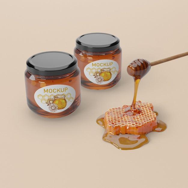 Natural Honey Product In Jars Psd