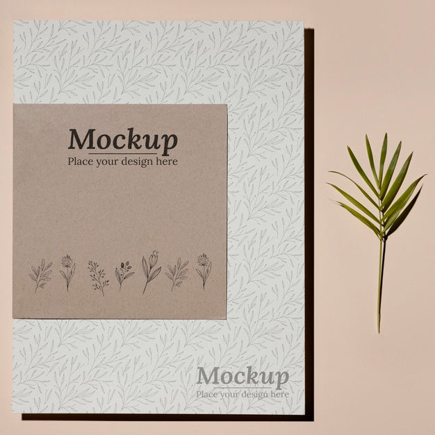 Natural Material Card Mock-Up Arrangement Psd