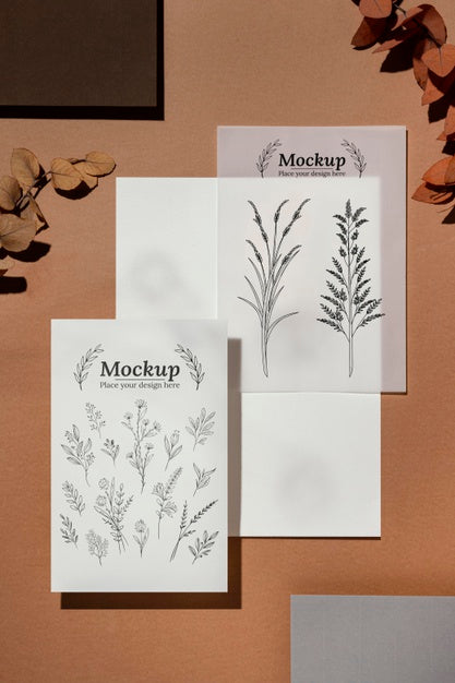 Natural Material Card Mock-Up Assortment Psd