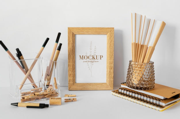 Natural Material Stationery Mock-Up Arrangement Psd