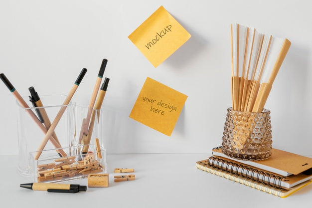 Natural Material Stationery Mock-Up Arrangement Psd