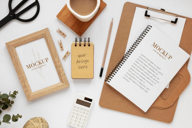 Natural Material Stationery Mock-Up Assortment Psd